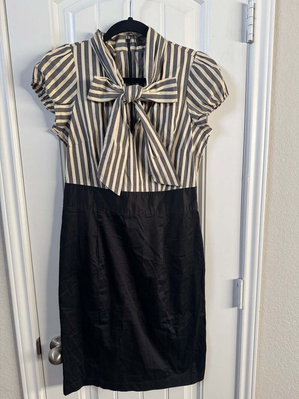 Y2k Stripe Dress with Puff Sleeves office siren secretary  preppy whimsigoth